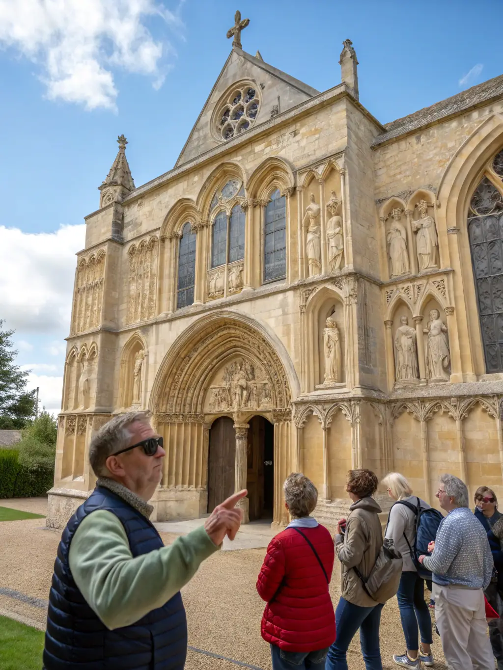 A picture of a group of people participating in a guided tour of the Abbey, led by a knowledgeable historian.